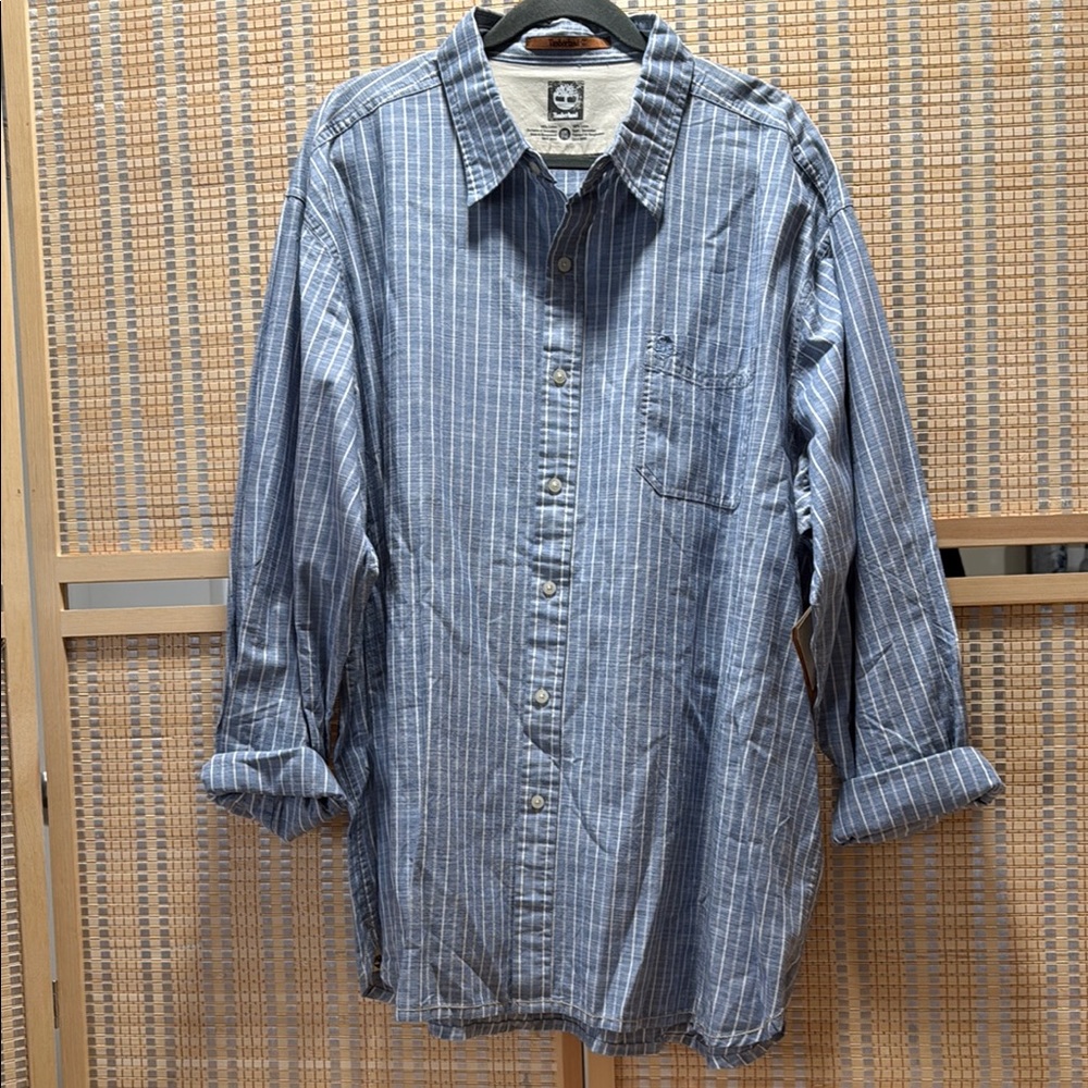 Timberland Blue Casual Button Down Shirt with Relaxed Fit
